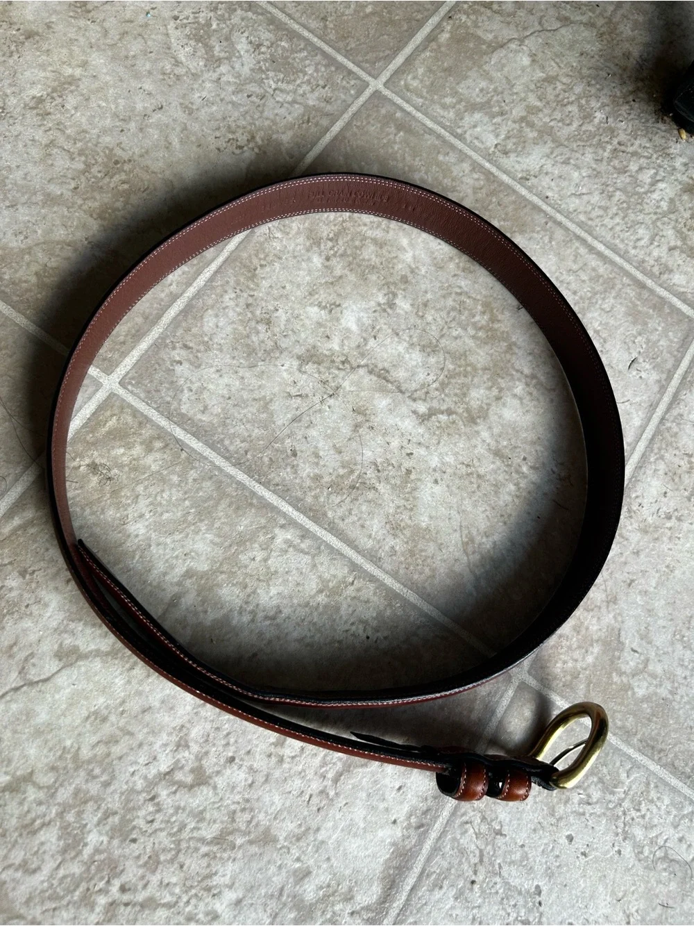 Men's Brown Leather Belt with Brass Buckle
